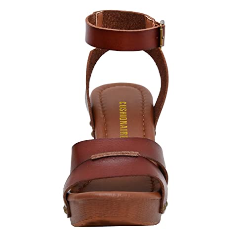 CUSHIONAIRE Women's Sandra Faux Wood Sandal +LiteSole Technology, Wide Widths Available2