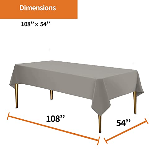 Image of Silver Disposable Plastic Tablecloth for Rectangle Tables (12 Pack) Premium Decorative Table Cloths for Parties, Events & Weddings, Indoors & Outdoors, 54 x 108 inches, Plastic Table Cover