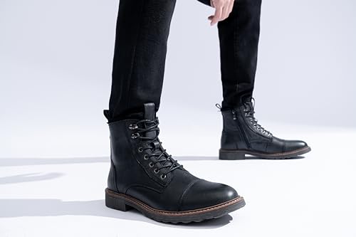 Image of Vostey Mens Boots Motorcycle Casual Boots for Men Zipper Fashion Chukka Boots Mens