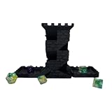 XJPONGC Castle Retro Black Dagger Dice Dice Tower Dungeons and Dragons RPG Tabletop Roleplaying Game Jail D&D (Random 7PCS D20 Dice Set Included) Black