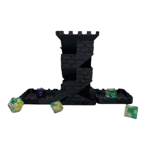 XJPONGC Castle Retro Black Dagger Dice Dice Tower Dungeons and Dragons RPG Tabletop Roleplaying Game Jail D&D (Random 7PCS D20 Dice Set Included) Black