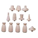 SUPVOX 未完成木製ペグドール入り 種帽子付き木製人形ボディ 滑らかで軽量な木材使用 手作りクラフト用チュアデコレーションおままごと