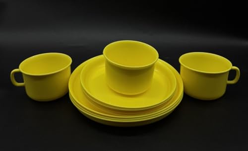 3 Stück Geschirr Set, Farbe gelb, für 3 Personen, Geschirrservice,...