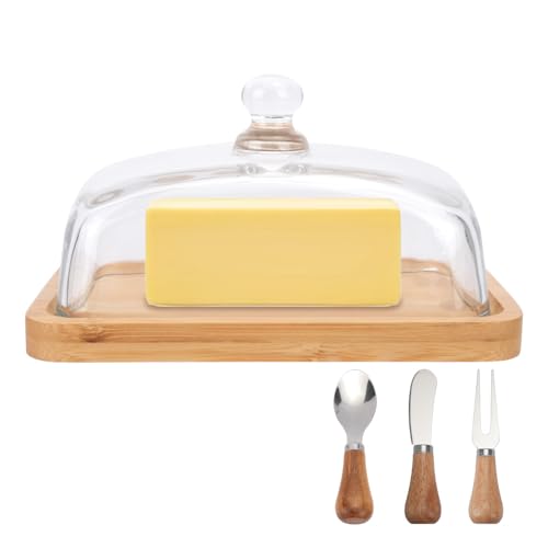 Mulaibdin Butter Dish with Lid, Clear Butter Holder Tray Set for Countertop