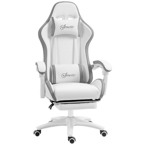 Vinsetto Chaise Gaming Fauteuil Gaming Ergonomique Repose-Pieds télescopique, Dossier inclinable à 135°, Appui-tête réglable et Soutien Lombaire, Fauteuil...