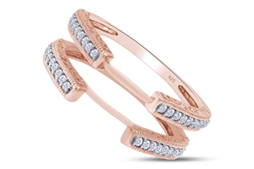 AFFY Engagement Wedding Ring for Women, Cathedral Ring Guard Enhancer With Diamond Solitaire Ring In 14K Gold Over Sterling Silver With Cubic Zirconia, Gift For Her4