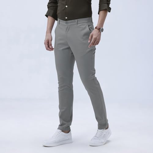 Image of BASICS Premium Cotton Stretch Formal Trousers for Men | Office Pants
