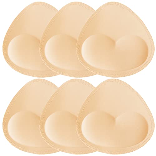 TopBine Almohadillas de Sujetador extraíbles Insertos de Sujetador de Copas Deportivas cómodas para Mujer, Inserto de Sujetador para Bikini Top Traje de baño, 3 Corazones Beige L