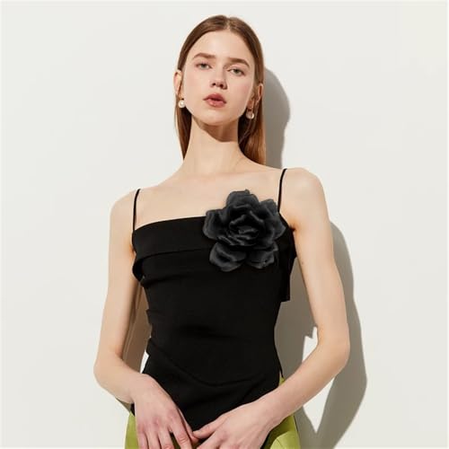 Image of Flash Camellia Flower Brooch Pin for Women Men Elegant Texture Fabric Dahlia Rose Floral Brooches Lapel Pins Dainty Wedding Holiday Party Costume Dress Accessories Jewelry