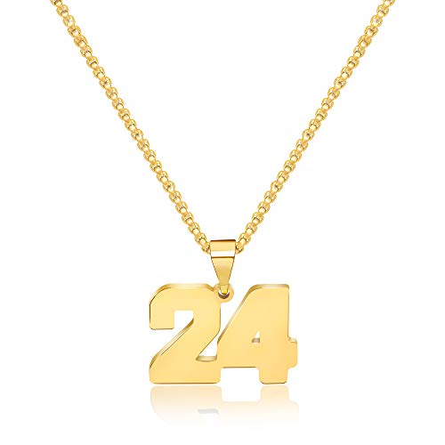 JSJOY Personalized Number 24 Necklace for Men Girls Charms Pendant Necklaces for Teen Girl Best Friend