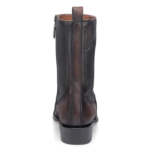 Image of Cuadra Men's Bovine Leather Woven Boot Brown Side Zip