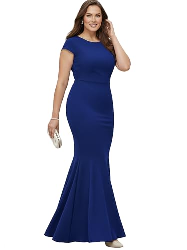 Image of KOH KOH Womens Long Cap Sleeve Fishtail Formal Evening Cocktail Maxi Dress