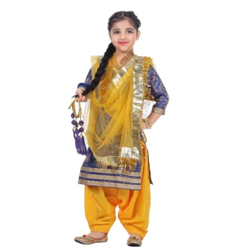Image of ITSMYCOSTUME Punjabi Patiala Suit for Girls|Punjabi Giddha /Baisakhi /Bhangra Dance Costume for Girls
