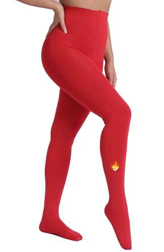 Image of MERYLURE Fleece Lined Tights Women, Winter Warm Opaque Thermal Pantyhose, High Waisted Thick Control Top Leggings