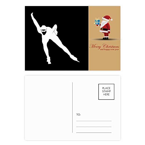 Cartes postales de Père Noël patinage d'hiver noir au design élégant