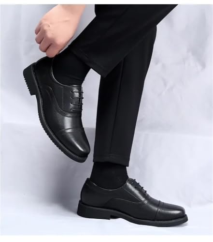 Mens Spring Leather Dress Shoes Business Security Work Oxford Shoes Breathable Casual Black Lace up4