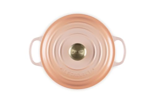 Le Creuset Signature Emaillierte gusseisenrunde Auflaufform mit Deckel, 24 cm, 4,2 Liter, Peche – Ansicht 4