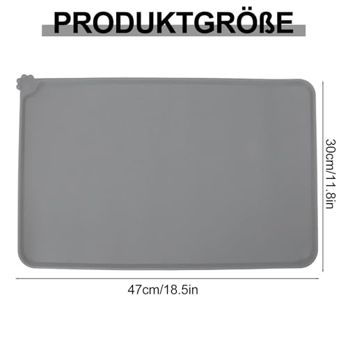 Futtermatten für Haustiere - 48 x 30cm Silikon Hunde Katzen Napfunterlage, Haustierfutter Matte mit Erhöhten, wasserdichte und rutschfeste, Leicht zu reinigen Katzennapf Futtermatten für Hunde Katzen