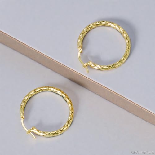 14K Gold Earrings for Women Weave Design 14K Gold Hoop Earrings Classic & Timeless Everyday Luxury Earring Mother’s Day Gifts2