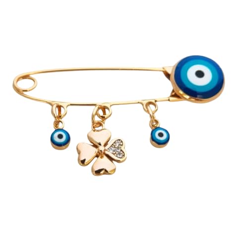 Image of Turkey Evil Eye Rhinestone Charm Blue Lucky Eyeball Hands Brooch Pins Jewelry for Good Luck
