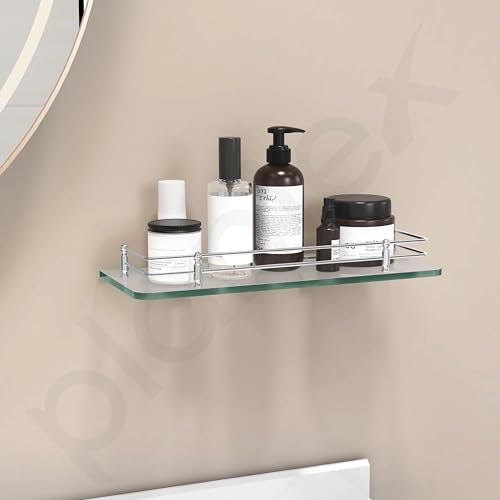 Plantex Multipurpose Transparent Glass Shelf for Bathroom/Living Room Wall Mount - Bathroom Accessories (Polished - 15x6 Inches - Pack of 1) (Image - 3)