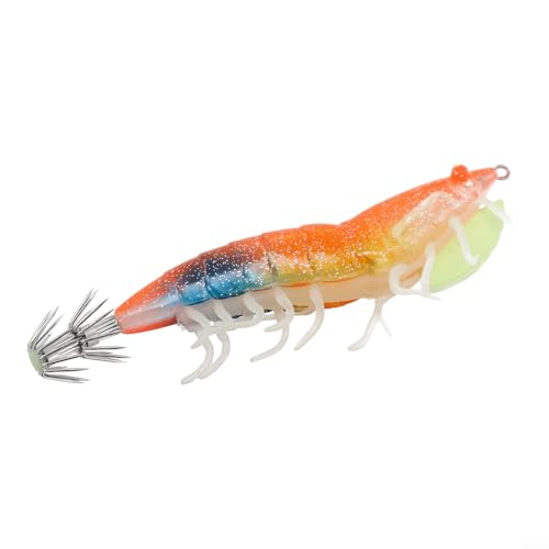 Señuelo luminoso de simulación de gambas EGI ideal para atraer calamares en diversas condiciones de agua (naranja azul)