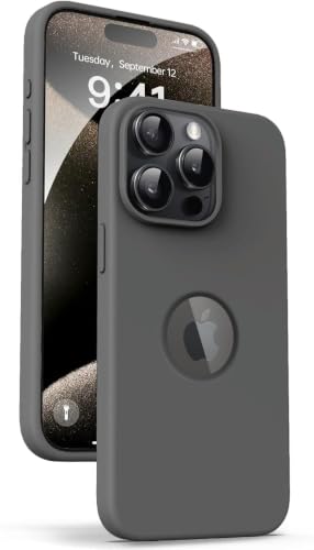 Image of VONZEE Microfiber Logo Cut Cover Compatible with iPhone 16 Pro Max Case, Liquid Silicone Full Body 4-Layer Protective Cover, with High Raised Camera Lips, Slim Durable Phone Case, Titanium Grey