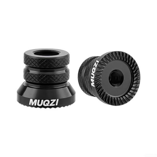 Schnellspann-Stangenmuttern, 2 Stück, Fahrradachsen-Kegelmuttern M5 mit Unterlegscheibe, Aluminiumlegierung, rutschfest, rostfrei, für sichere Fahrradbefestigung (schwarz)
