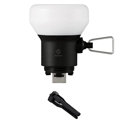 NESTOUT Rugged Outdoor Camping LED Lantern w/ Mini Tripod, Dimmable USB Powered Soft LED Light, IP44 Water Dust Resistant, 10-350 Lumen, Portable Lamp for Power Bank EDC Travel, LAMP-1 (Black)