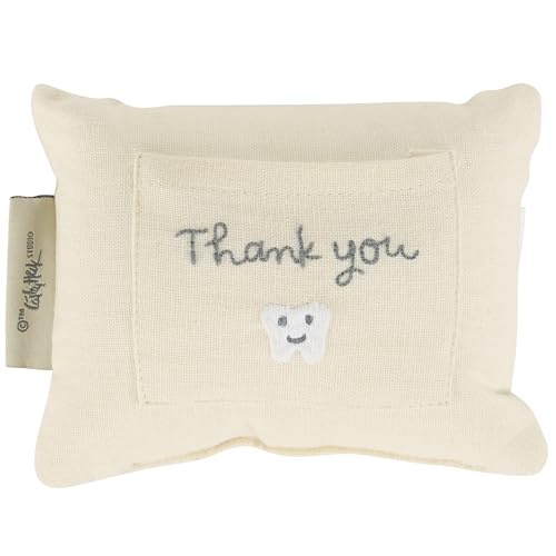Image of Primitives by Kathy Puppy Tooth Fairy Pillow, 6.25 x 5-Inch Embroidered Dog with Toothbrush, Dear Tooth Fairy Please Stop Here Keepsake with Reward Pocket