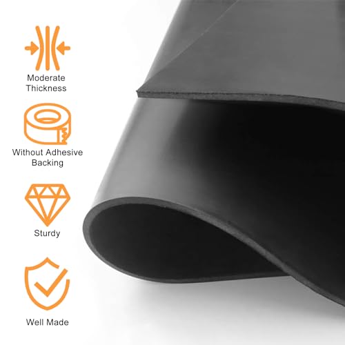 Neoprene Rubber Sheet, Solid Rubber Seal Strips for DIY Gasket Materials, Oil-Resistance, Sound Reduce and Anti-Slip for Flooring, Pads, Bumpers, Supports(1In x 1/8In x 10Ft)