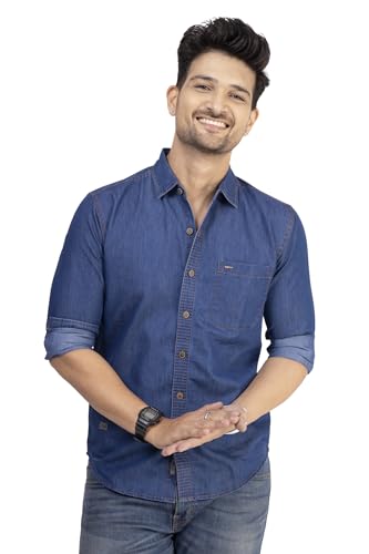 Men's Blue Denim Casual Shirt | Men Shirt | Denim Full Sleeve Shi...