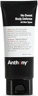 Anthony No Sweat Body Defense Deodorant for Men – Anti-Chafing, Anti-Itch Cream-to-Powder Lotion for Sweat and Body Odor Control – 3 Fl Oz