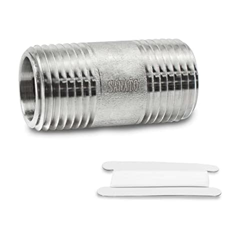 SANATO 1 Pcs SS 304 Forging Nipple Cast Piple, 1/2" NPT x 1/2" NPT Male Threaded, 50mm Piple Fittings Cover