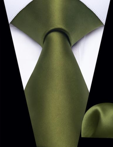Image of YourTies Zipper Tie for Men Adjustable Pre-tied Satin Neckties and Pocket Square Set Solid Color Business Formal Wedding