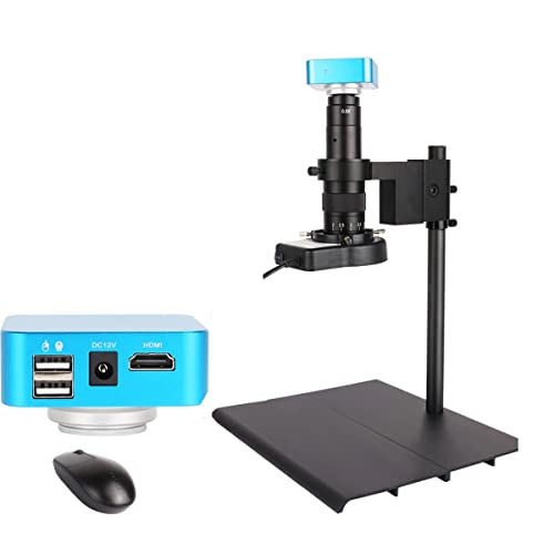顕微鏡キット 顕微鏡カメラ 48MP 1080P ビデオ レコーダー 電子デジタル HDMI USB 60FPS 顕微鏡カメラ 130 180X C マウント レンズ ラボ PCB IC CPU はんだ付け用 顕微鏡レンズアダプター(Large base
