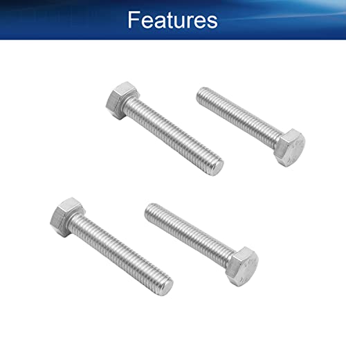 Image of Bettomshin 10Pcs M8 x 45mm Hex Bolts, 304 Stainless Steel 1.25mm Thread Pitch Fully Threaded Metric Hex Head Screw Bolts, Hexagon Screw Bolt, Hex Tap Bolts, Silver, A2-70 (Overall Size 50.3x13x13mm)