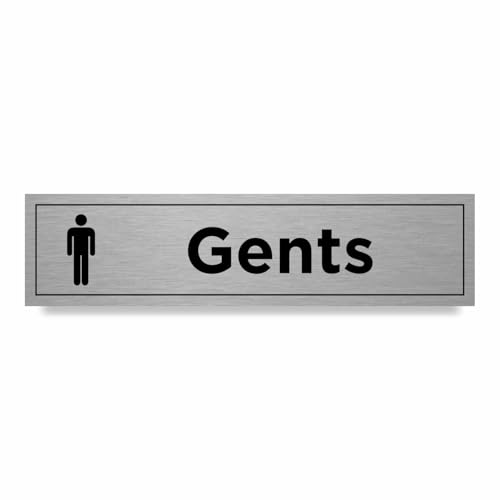 Gents Toilet Sign with Border – 300 x 75mm – Durable 0.5mm Aluminium with Bold Text & Black Border, Self-Adhesive for Easy Mounting, Professional Restroom Signage for Offices & Public Spaces