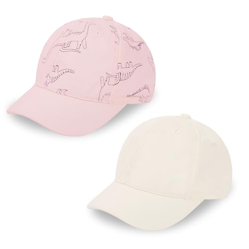 2 Packs Toddler Baseball Hat Baby Baseball Cap Kids Boys Girls Dinosaur Hats Infant Baseball Cap 0-6T Pink Dino&White M
