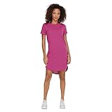 JdY Damen Lockeres Sommer Kleid Kurzarm Loose Fit Shirtkleid JDYIVY Basic Rundhals Midi Dress Tunika, Farben:Pink, Größe:36