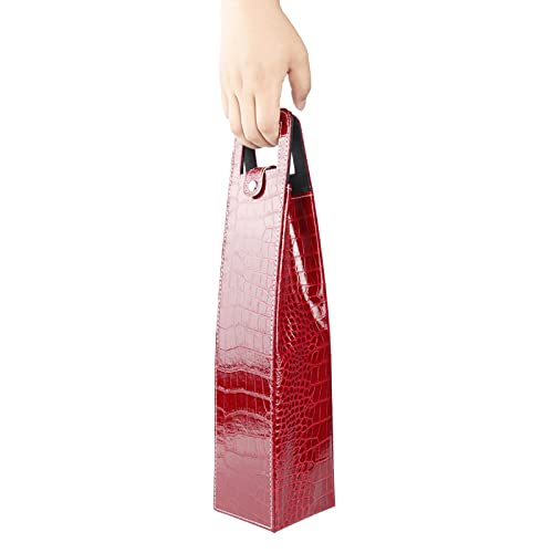 Wine Tote Bag Good Pu Leather Easy To Carry For Souvenirs Red Black 41 * 9 * 9cm (Red crocodile)4