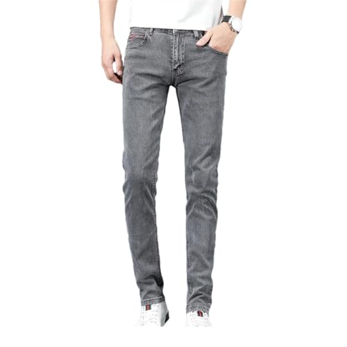 Men's Cotton Business Skinny Jeans Stretch Straight Slim Denim Trousers Male Blue Pants