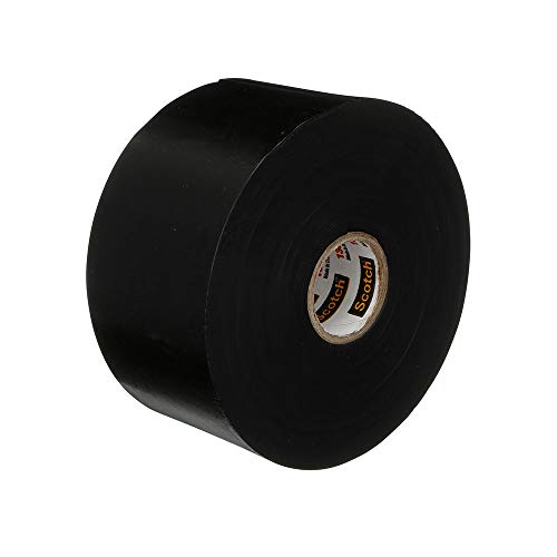 3M Scotch Linerless Electrical Splicing Tape 130C for Wires and Cables, 2 in x 30 ft, Rubber Backing, Self Fusing, UV Resistance, Highly Conformable, Moisture Seal, Black, 1 Roll