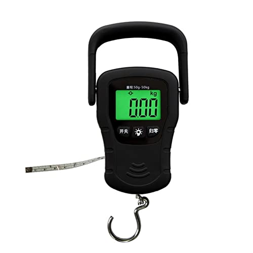 Super Mini Handy Scale Luggage Scale Automatically Shut Down with Tape Measure Accurate Measurement (Black A)