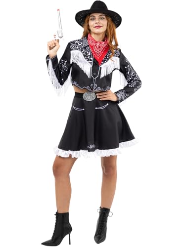 Funidelia | Disfraz vaquera pistolera para mujer Vaqueros, Indios, Western - Disfraz para adultos y divertidos accesorios para Fiestas, Carnaval y Halloween - Talla S - Marrón