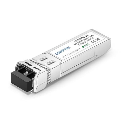 QSFPTEK Modulo 25G SFP28 850nm, 100 m VSEL+PIN multi-modalità, ricetrasmettitore 25GBASE-SR SFP28, modulo ricetrasmettitore ottico per Cisco SFP-25G-SR-S, fino a 100 m con DDM