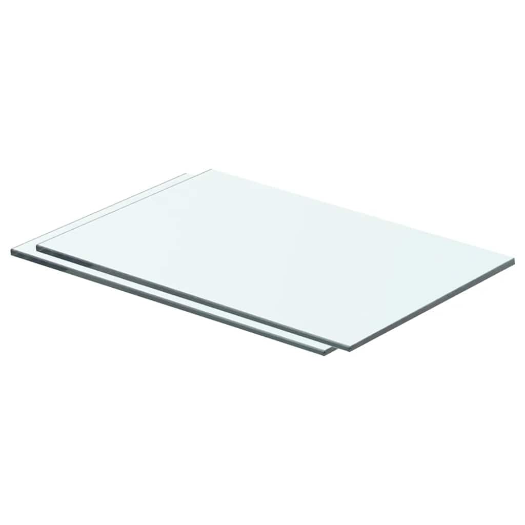 vidaXL 2x Shelves Panel Glass Clear Glass Sheet Plate for Display Case Storeroom Cabinet Slatwall Shop Easy to Wipe Clean Thick Glass 40x20cm — image 1