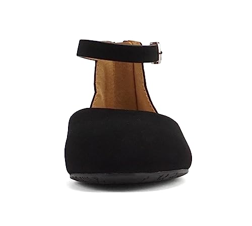 Soda “Missy-2” ~ Little Kids/Children/Girls Closed Round Toe Back Counter Open Side Ankle Strap Zipper Fashion Flat Shoe3