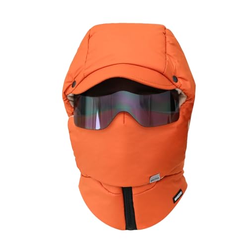 Lightweight Balaclava Hat with Brim Detachable Goggles for Hiking Orange - image 1