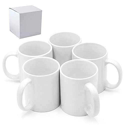 Sublimation Mugs, Cups 11oz Sublimation Ceramic Blank Coffee Mugs,White Cups, Sulimation Blanks, Blank White Mugs-36 pack bulk bundle (36pc white mug single box)